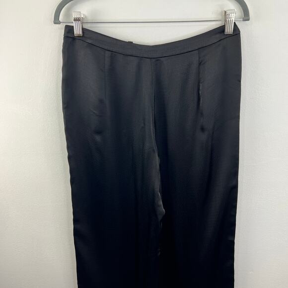 THEORY Black Pajama Pant in Hammered Viscose Satin Side-Zip Full Length 4 S - Picture 5 of 9